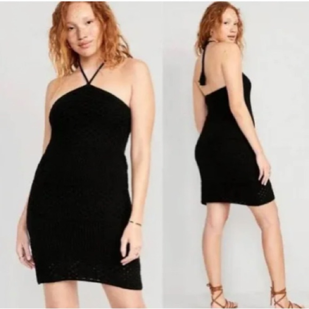 O Old Navy Crochet Halter Dress L Tall